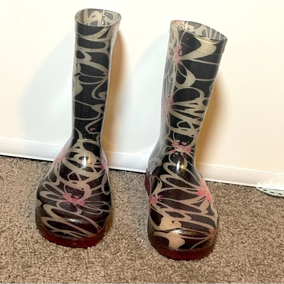 Firebugs By Mia Girl Purple Floral Rain Boots Size 13 - Picture 3 of 8